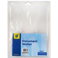 A4 Clear Document Wallet - Pack Of 4 - Works Essentials - Back To School Stationery - Files & Folders - Stationery Supplies