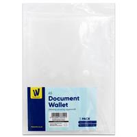 A5 Clear Document Wallet - Pack Of 5 - Works Essentials - Back To School Stationery - Files & Folders - Stationery Supplies