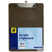 A4 Acrylic Clipboard - Black - Works Essentials - Back To School Stationery - School Stationery - Stationery Supplies