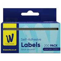Self Adhesive Labels: Pack Of 200 - White - Works Essentials - Sticky Labels - Stationery Supplies