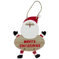 Wooden Christmas Santa Hanging Sign - 15.5cm x 26.5cm - Winterwork - Seasonal Decorations - Christmas Decorations