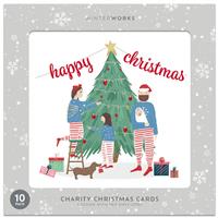 Charity Festive Family Christmas Cards - Pack Of 10 - Notecards & Envelopes - Seasonal Cards - Christmas Cards