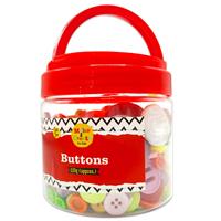 Assorted Tub Of Buttons - 220g - Make & Create For Kids - Mixed Buttons - Craft Embellishments