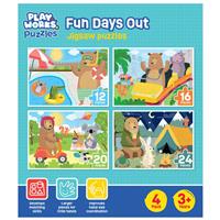 PlayWorks Fun Days Out 4-in-1 Jigsaw Puzzle Set - Corner Piece - Kids Jigsaw Puzzles - Toys & Games