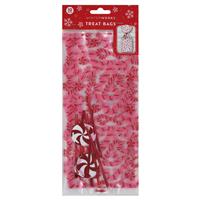 Festive Candy Cane Cellophane Bags: Pack of 10