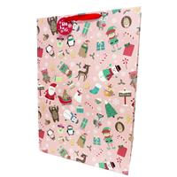 Christmas Pink Character Extra-Large Gift Bag