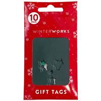 Christmas Green Holly Kraft Gift Tags: Pack of 10