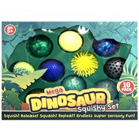 Mega Dinosaur Squishy Set - Pack Of 10 - Dinosaur Toys - Sensory Toys - Squishy Toys - Toys & Games