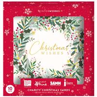 Charity Floral Wreath Christmas Cards: Pack of 10