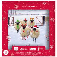 Charity Festive Sheep Christmas Cards: Pack of 10