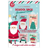 Christmas Kids School Pack Greeting Cards: Pack of 32