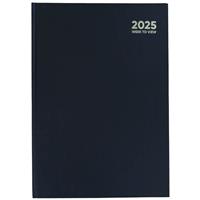 A4 Black Week to View 2025 Diary - Black Planner & Diaries - 2025 Organiser