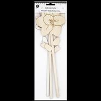 Wooden Flowers: Pack of 3