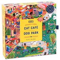 Double Sided Cat Caf and Dog Park 500 Piece Jigsaw Puzzle