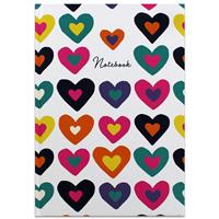 B5 Casebound Multicolour Heart Print Notebook - White - Notebooks - Stationery Supplies