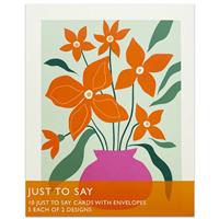 Just To Say Flower Notecards - Pack Of 10 - Notecards & Enevelopes - For Thank Yous - Greeting Cards