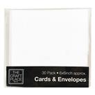 30 White Cards And Envelopes - 6 X 6 Inches