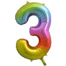 34 Inch Rainbow Number 3 Helium Balloon