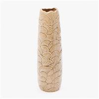 Brown Ribbed Ceramic Vase 25x10cm