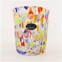 Clear Multi Harlequin Murano Glass Cup 11x8.5cm