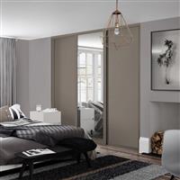Spacepro Shaker 3 Door Sliding Wardrobe Kit Stone and Mirror 1680 x 2260mm in Grey Steel/MFC/Glass