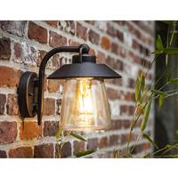 Lutec Cate Wall Light IP44 E27 Black Rust in Black With Rust Effect Die Cast Aluminium