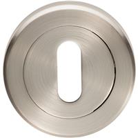 Serozzetta Lock Profile Escutcheon On Round Rose Satin in Nickel