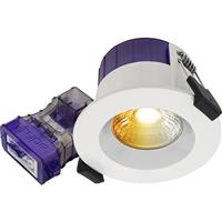 Luceco FType Ultra Dim2Warm Fire Rated LED Downlight 4/6W 460/690lm CCT Regressed IP65 in White Steel