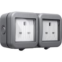 BG IP55 Socket 2 Gang 13A in Grey Polycarbonate