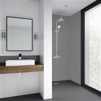 Wetwall Mermaid Composite Metro Tile Vertical Shower Wall Panel Grey 2440mm x 1220mm in Tile Effect