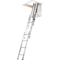 Werner 3 Section Easystow Loft Ladder & Handrail Aluminium