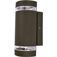 Lutec Focus IP44 Dusk to Dawn Wall Light 2x GU10 Max 35W Matt in Black Aluminium