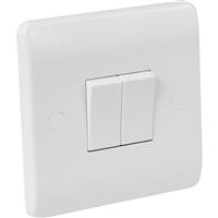 Scolmore Click Click Mode 10A Switch 2 Gang 2 Way in White Plastic