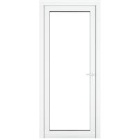 Crystal uPVC Single Door Full Glass Left Hand Open In 890mm x 2090mm Clear Triple Glazed in White