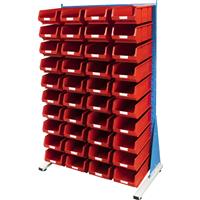 Barton Steel Louvre Panel Starter Stand with Red Bins 1600 x 1000 x 500mm with 40 TC4 Red Bins (40 Pk)