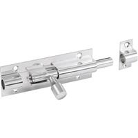 Chrome Door Bolt 100mm Straight in Silver