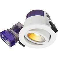 Luceco FType Ultra Dim2Warm Fire Rated LED Downlight 4/6W 460/690lm CCT Adjustable IP20 in White Steel