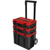 Einhell Deep and 2 x Small Stackable E-Cases with Trolley in Black Rubber