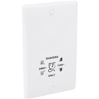 BG Low Profile Shaver Socket 110V and 240V in White Plastic