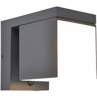 Lutec Prima PIR Solar Hybrid Wall Light IP44 9.5W 400lm 3000K in Dark Grey Die Cast Alumiunium