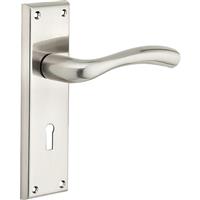 Minerva Door Handles Lock Brushed (Pair) in Silver