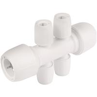 Hep2O Four Port Manifold All Socket 22 x 10mm in White Plastic