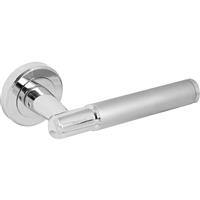 Serozzetta Image Lever On Rose Door Handles Polished / Satin Chrome (Pair) in Silver