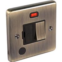 Wessex Electrical Wessex Antique Brass Fuse Spur 13A Switched + Neon in Gold Electroplated Steel
