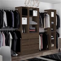 Spacepro 3 Drawer Tower Unit with 1 Hanger Bar 2100 x 450 x 500mm in Walnut Steel/MFC