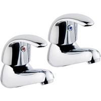 Ebb and Flo Ebb + Flo Braye Taps Basin Pillar (2 Pack) in Chrome Rubber/Steel