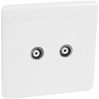 Wessex Electrical Wessex Coaxial Outlet 2 Gang in White Plastic