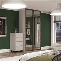 Spacepro Shaker 2 Door Sliding Wardrobe Kit Framed Mirror 1145 x 2260mm in Walnut Steel/Glass