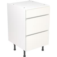 Kitchen Kit Flatpack J-Pull Kitchen Cabinet Base 3 Drawer Unit Super Gloss 500mm in White MFC