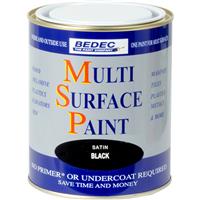 Bedec Multi Surface Paint Satin 750ml in Black Plastic